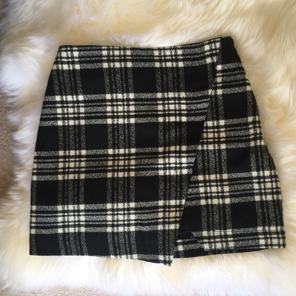 Abercrombie Plaid Checkered Wool Wrap Mini Skirt - Picture 1 of 6